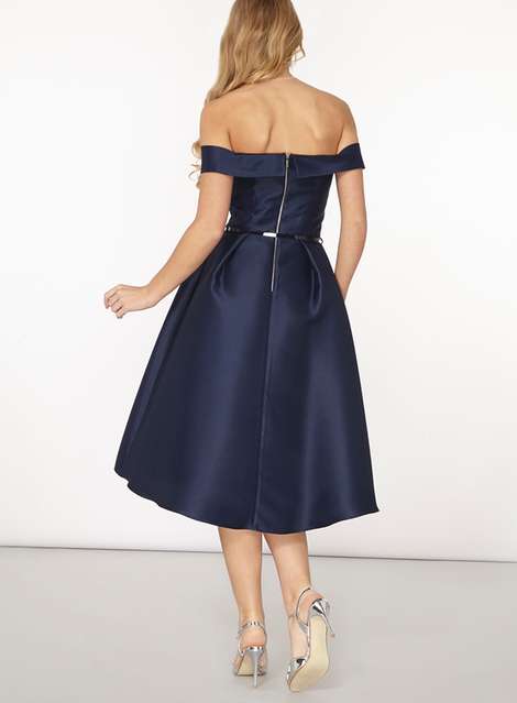 **Luxe Navy Bardot Dress